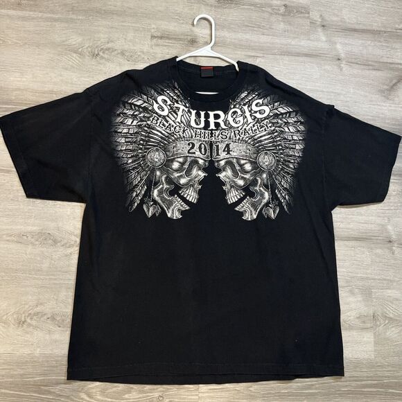 Other - Sturgis 2014‎ Black Hills Rally Skull Headdress Shirt Hot Leathers Mens 3XL